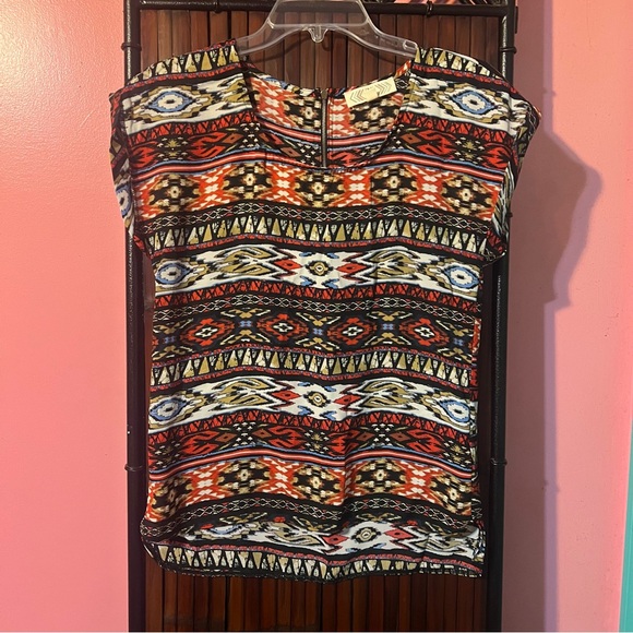 Pink Rose Tops - Pink Rose Aztec Print Women's Top